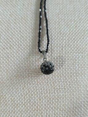 Black Crystal Pave Sphere Pendant Necklace